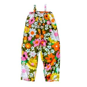 1960s Flower Print Romper With Pockets Size S-L One piece